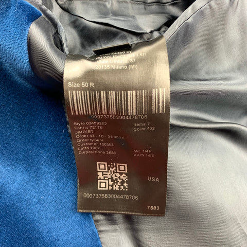 CALVIN KLEIN COLLECTION Size 40 Royal Blue Velvet Notch Lapel Sport Coat