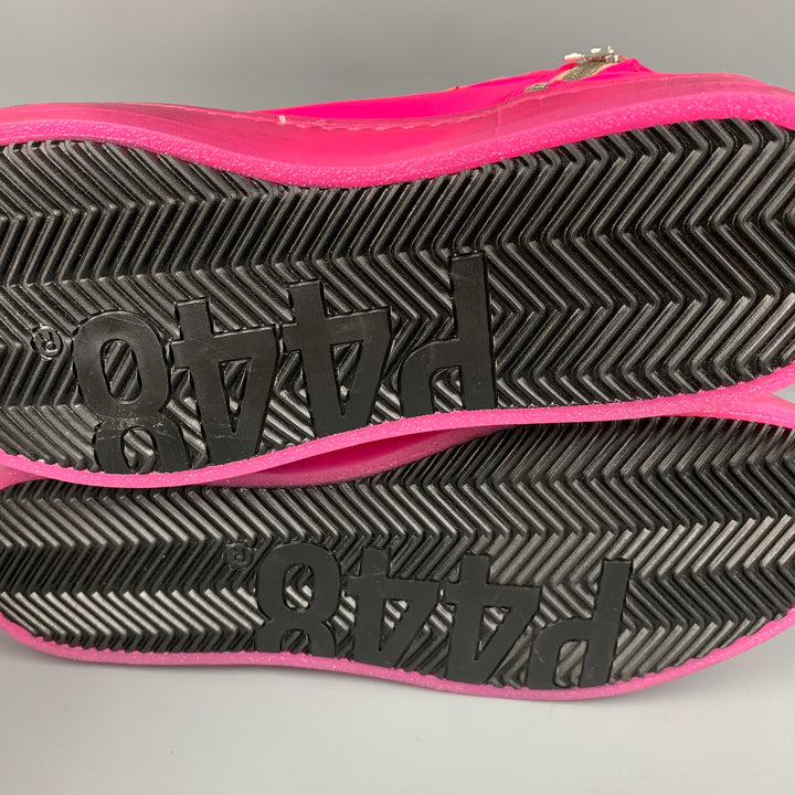 P448 Talla 9 Zapatillas altas de cuero rosa