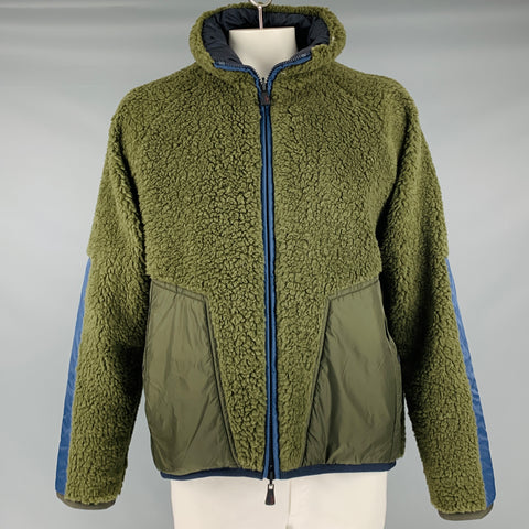 MONCLER GRENOBLE Taille XXL Veste zippée en polaire vert marine