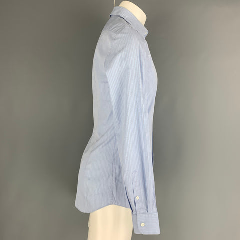 PRADA Taille S Chemise à manches longues en coton à carreaux bleu blanc