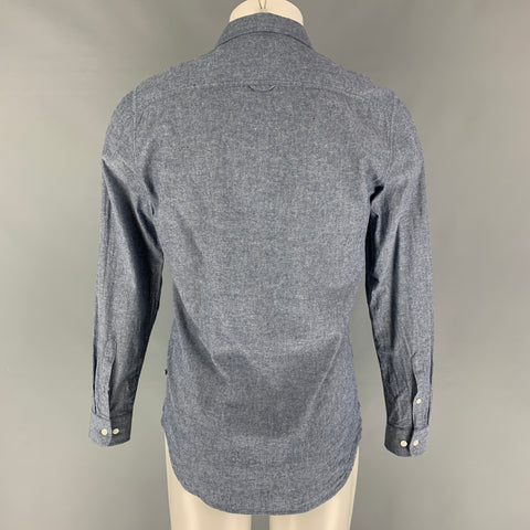NN07 Size S Blue Cotton Button Up Long Sleeve Shirt