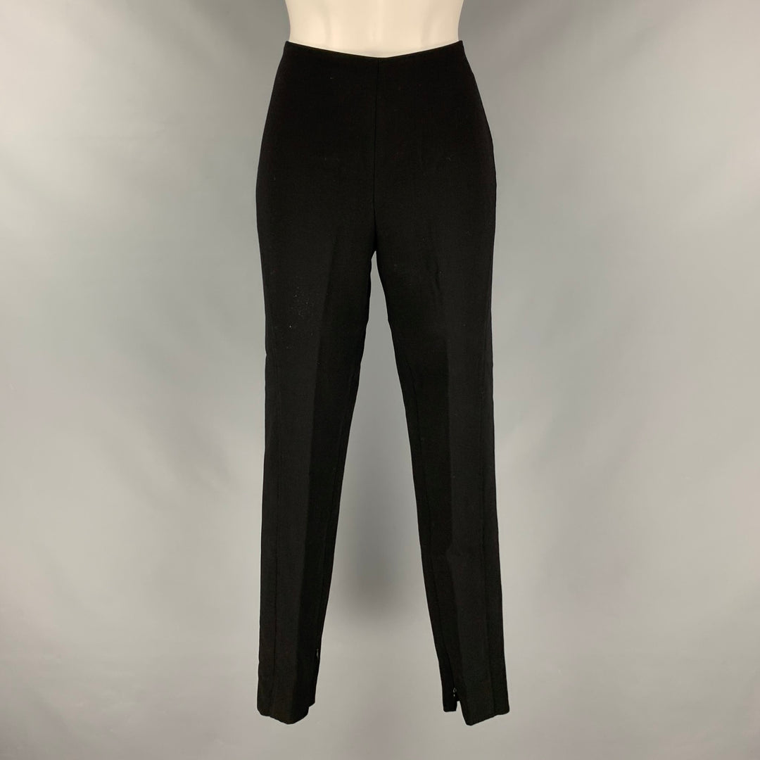 fitted black dress pants Mens Classic Fit Solid Black Flat Front Wool Dress Pants, 52 main image 1