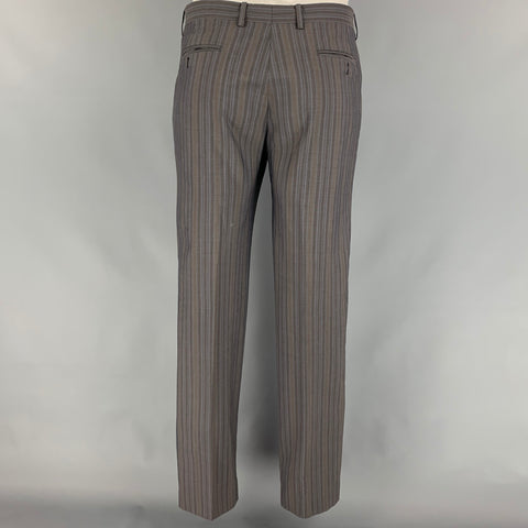 ETRO Size 42 Regular Gray & Brown Stripe Wool Notch Lapel Suit