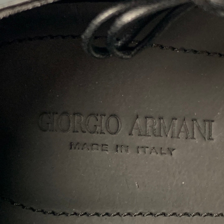 GIORGIO ARMANI Size 7 Black Leather Lace-Up Shoes
