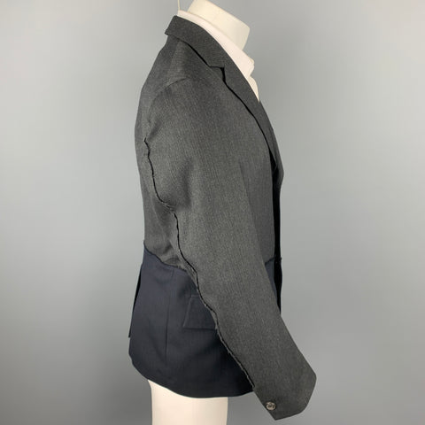 WOOSTER + LARDINI Taille 40 Manteau de sport en laine à tissus mélangés charbon et marine