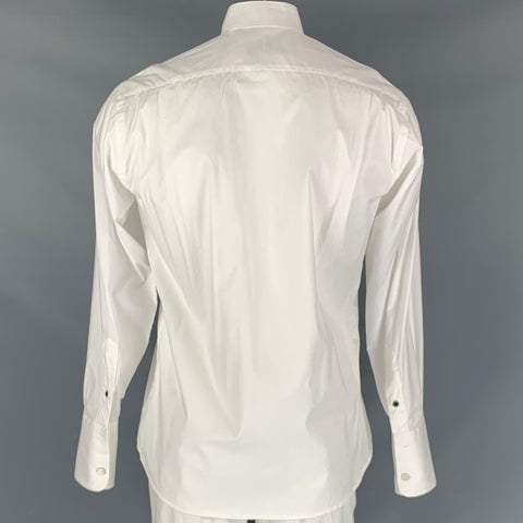 GITMAN BROS Size L White Solid Cotton Tuxedo  Long Sleeve Shirt