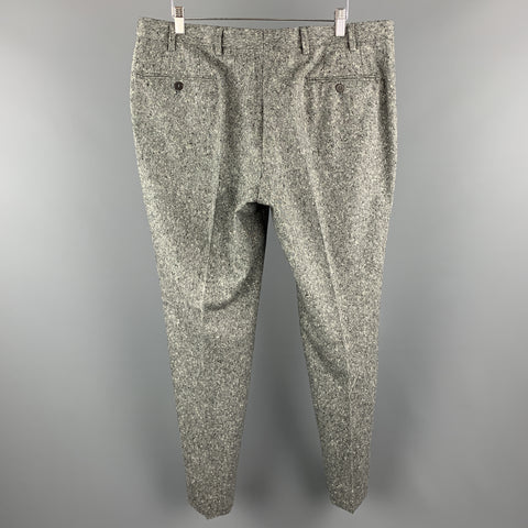 ISAIA Size 40 Speckled Heather Gray Woven Wool Zip Fly Dress Pants