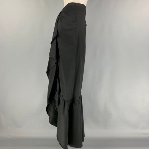 VERONIQUE YOUNG Size 8 Black Polyester Blend Ruffled Evening Long Skirt