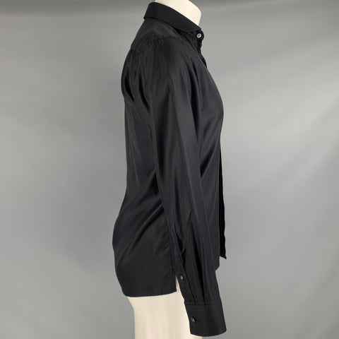SPENCER HART Size S Black Cotton Hidden Placket Long Sleeve Shirt