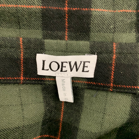 LOEWE x J.W.Anderson Size 43 Pink & Green Plaid Cotton Oversized Long Sleeve Shirt