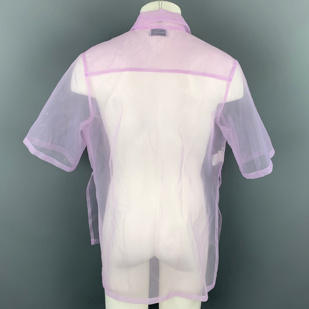 CHIN MENS Size M Lavender See Through Organza Button Up Short Sleeve Shirt