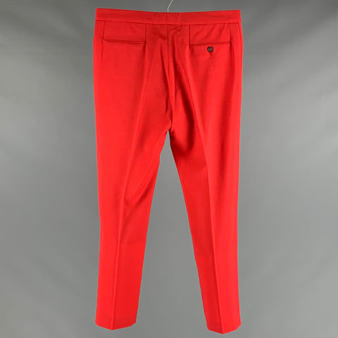 MARTIN MARGIELA Size 30 Red Solid Wool Mohair Button Fly Dress Pants