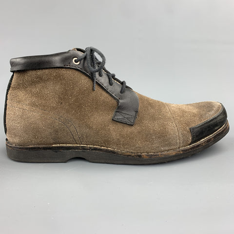 TIMBERLAND Size 10 Brown & Black Mixed Materials Leather Lace Up Boots