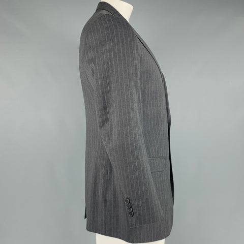 DOLCE & GABBANA Size 42 Grey White Pinstripe Virgin Wool Sport Coat