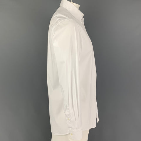 LUCIANO BARBERA Size L White Cotton Button Up Long Sleeve Shirt