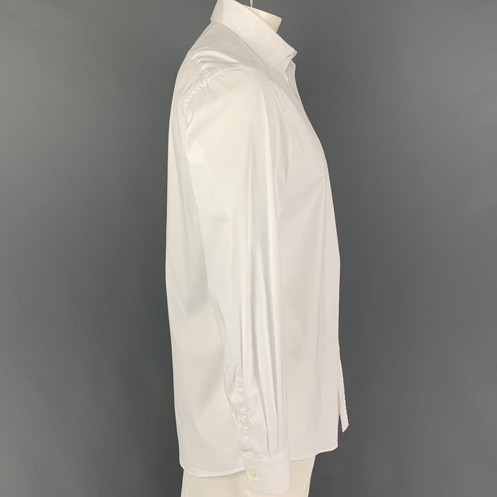 LUCIANO BARBERA Size L White Cotton Button Up Long Sleeve Shirt