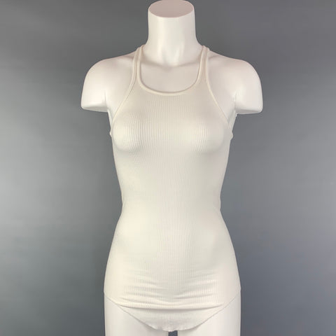 RICK OWENS ANTHEM S/S 11 Taille 6 Débardeur en viscose / soie blanche à ourlet incurvé