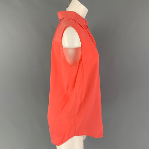 GIVENCHY Talla 6 Top casual sin mangas de seda naranja