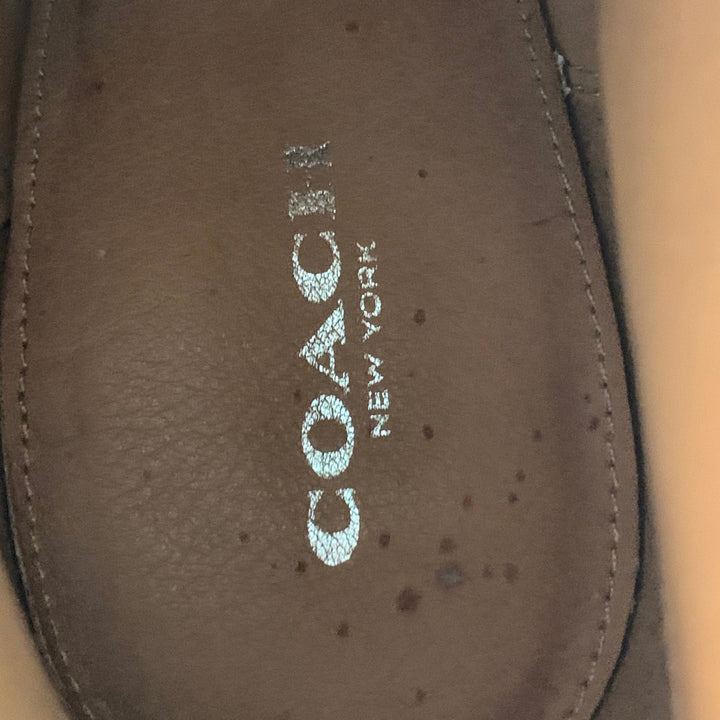 COACH Size 7 Black Leather Fringe Peep Toe Boots
