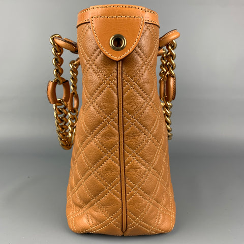 MARC JACOBS Tan Quilted Beige Leather Tote Handbag
