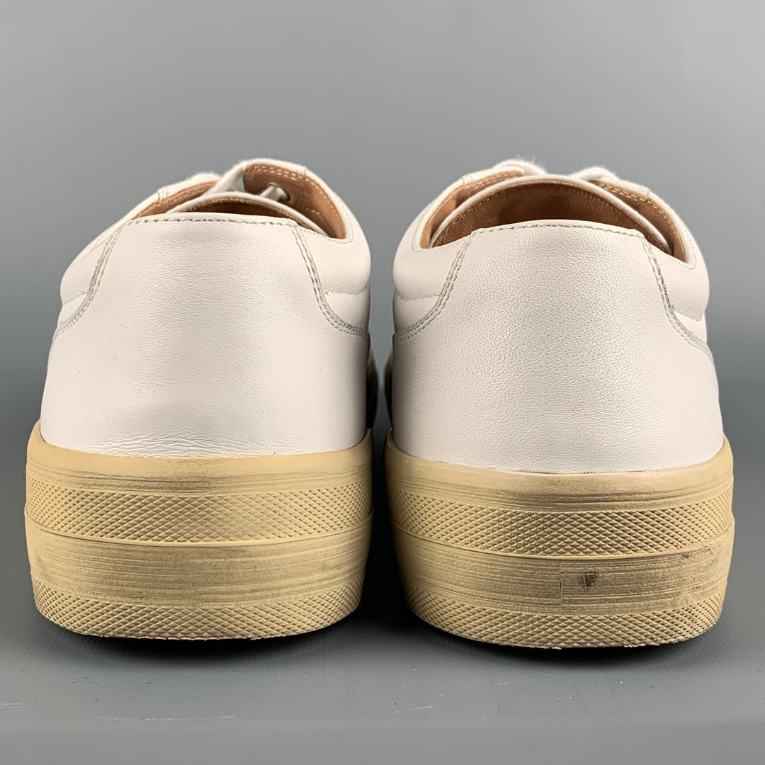 DRIES VAN NOTEN Size 9 White Leather Lace Up Sneakers