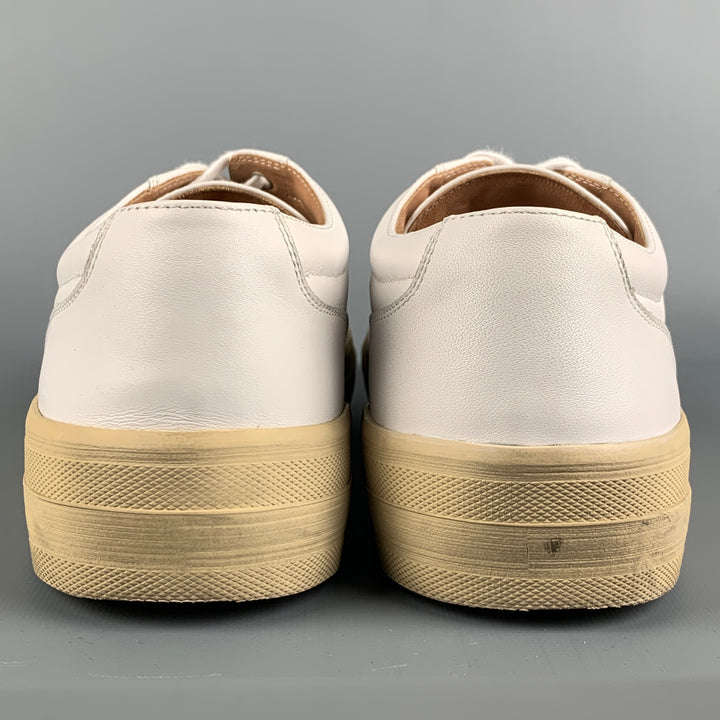 DRIES VAN NOTEN Size 9 White Leather Lace Up Sneakers
