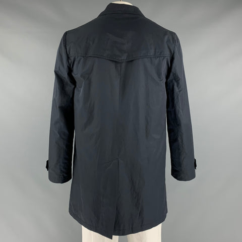 A.P.C. Size L Black Polyester Blend Hidden Buttons Trenchcoat