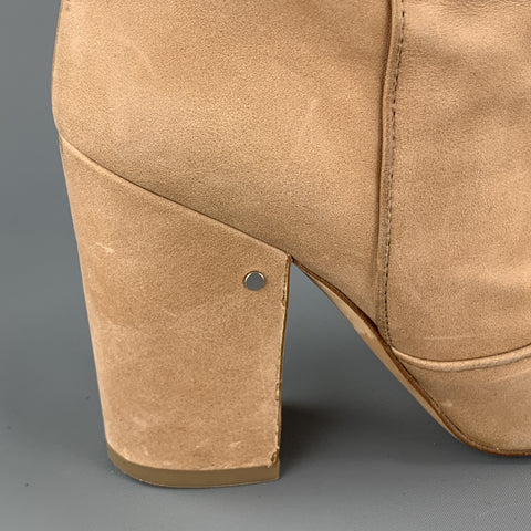 LAURENCE DACADE Size 6.5 Tan Leather Chunky Heel Ankle Boots