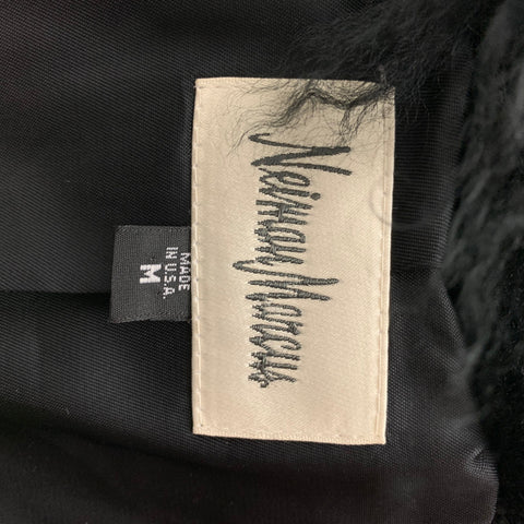 NEIMAN MARCUS Size M Black Modacrylic Faux Fur Notch Lapel Coat