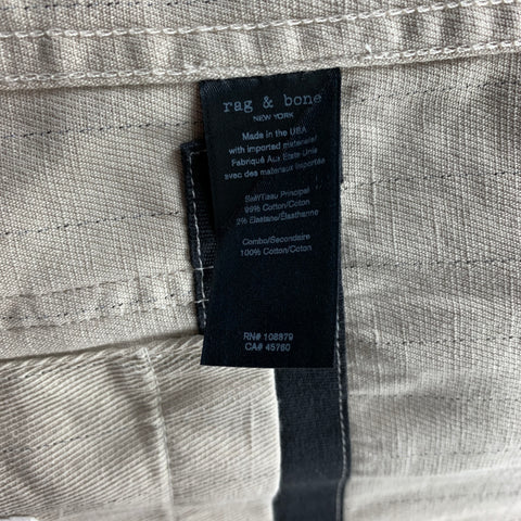 RAG & BONE Size L Oatmeal Stripe Cotton Notch Lapel Suit