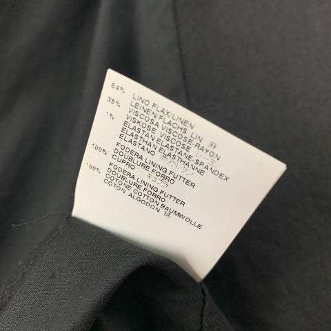MARC JACOBS Size 36 Black Textured Linen Blend Hidden Placket Coat