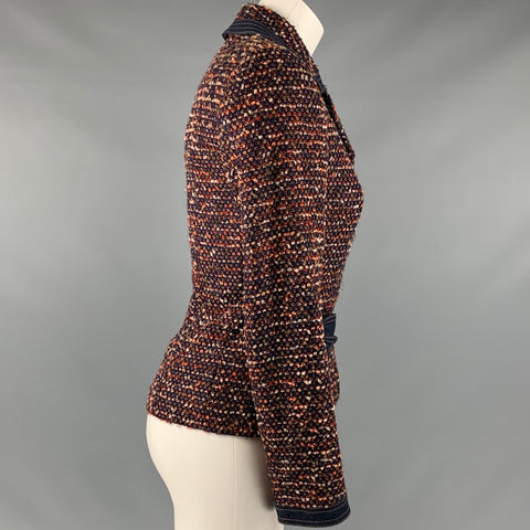 ESCADA Taille 4 Veste texturée en mélange de laine orange marine
