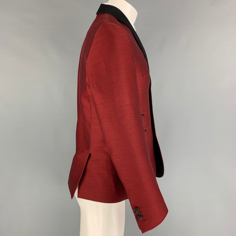 DSQUARED2 Size 40 Burgundy Black Two Toned Wool Silk Sport Coat