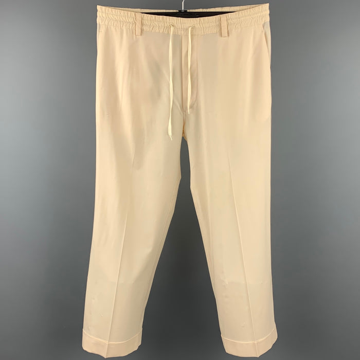 JEAN PAUL GAULTIER Size M Cream Wool Blend Drawstring Casual Pants
