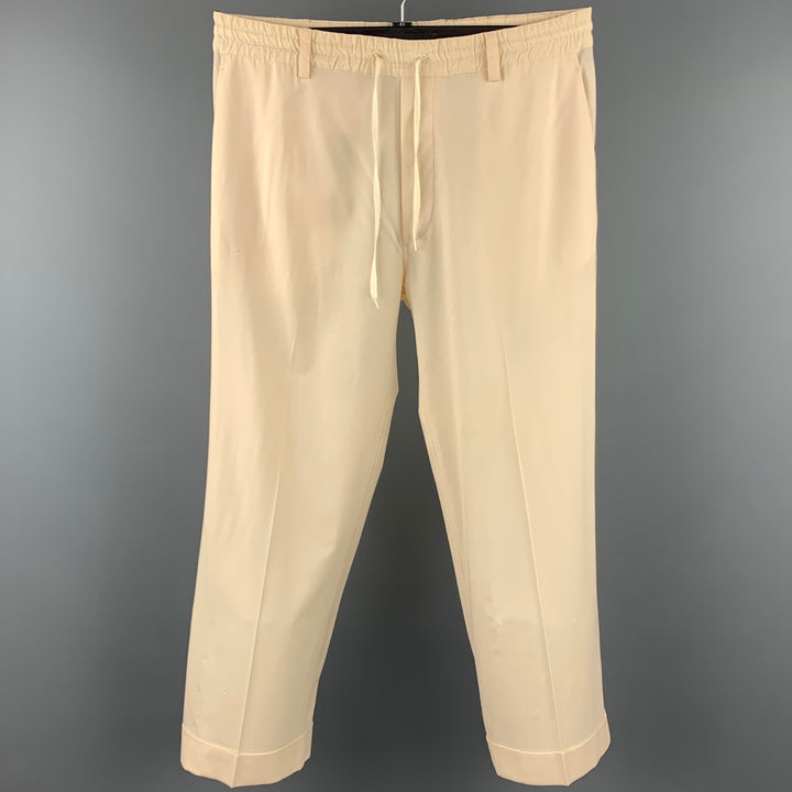 JEAN PAUL GAULTIER Size M Cream Wool Blend Drawstring Casual Pants