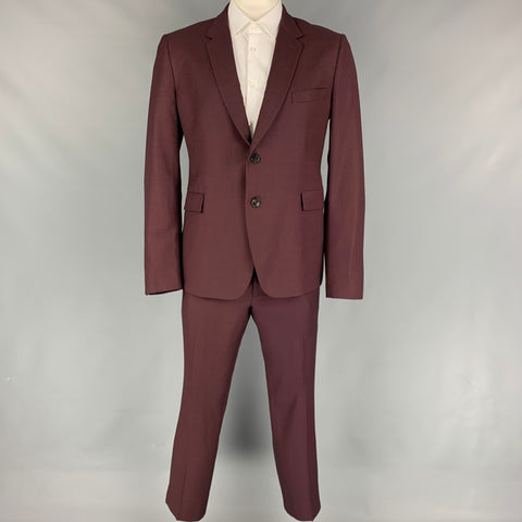 PAUL SMITH Traje Kensington Talla 44 Regular Traje con solapa de muesca de lana con cabeza de clavo en color burdeos y negro