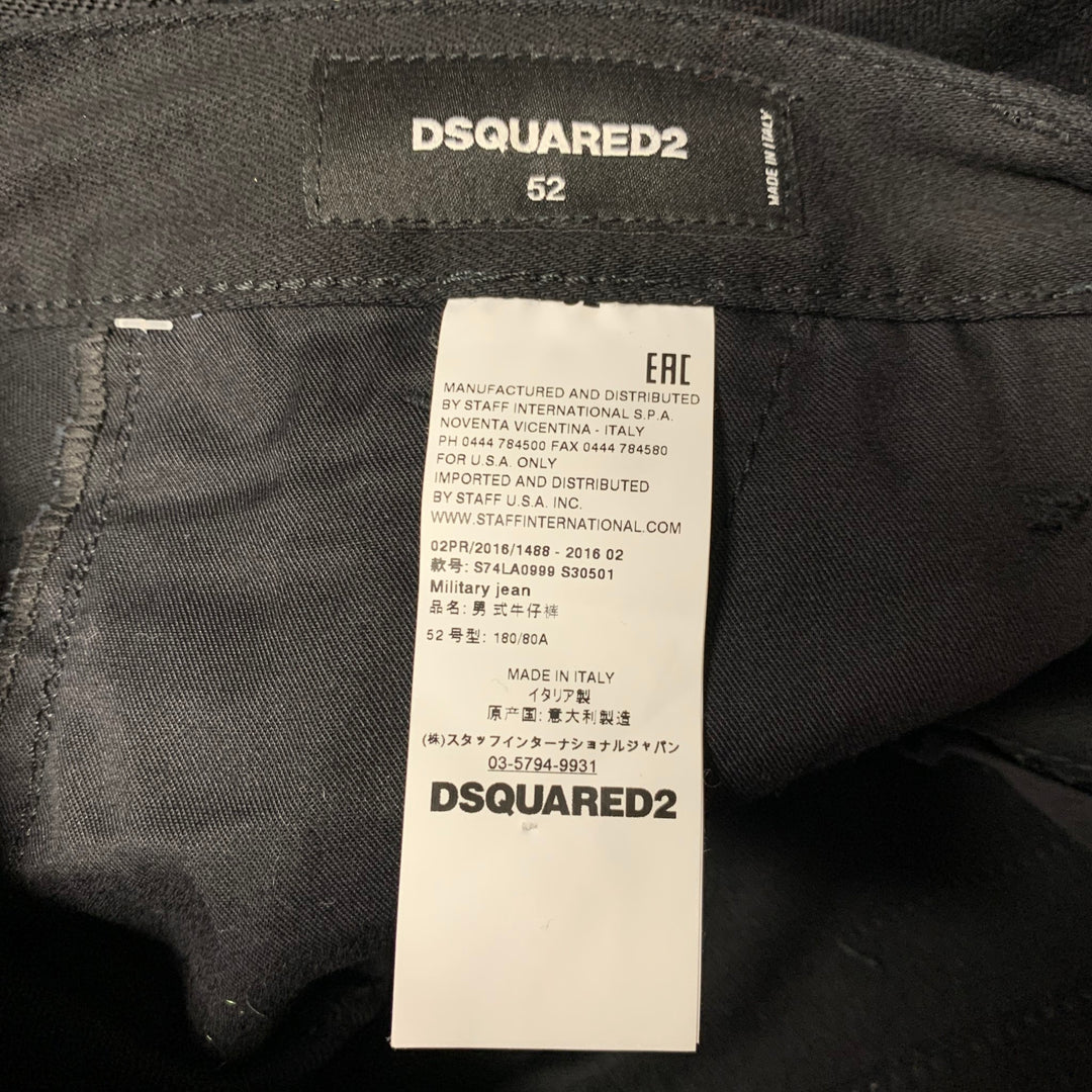 DSQUARED2 Size 36 Black Cotton Elastane Straps Bondage Casual Pants