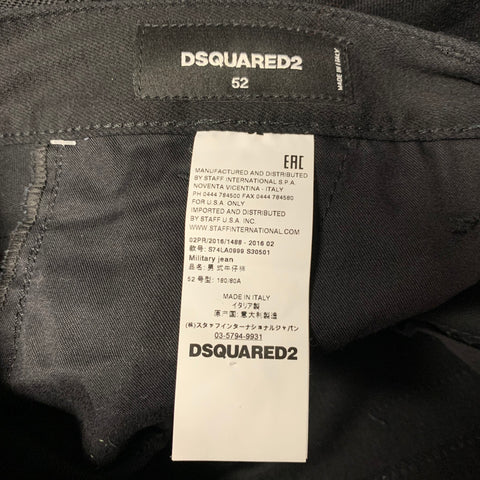DSQUARED2 Size 36 Black Cotton Elastane Straps Bondage Casual Pants
