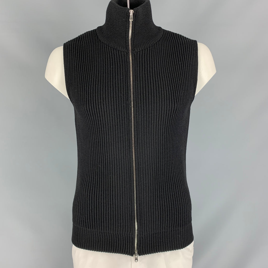 MARTIN MARGIELA Size M Black Knit Wool Zip Up Vest