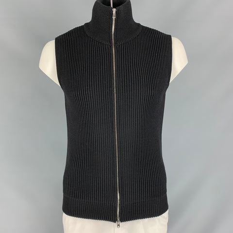 MARTIN MARGIELA Chaleco con cremallera de lana de punto negro talla M