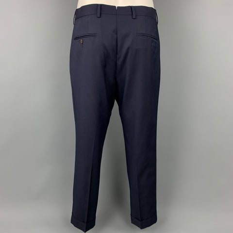VITALE BARBERIS CANONICO Washington Size 38 Navy Wool Peak Lapel Suit