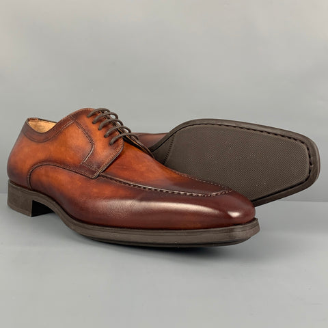 MAGNANNI Size 9 Brown Antique Leather Lace Up Shoes