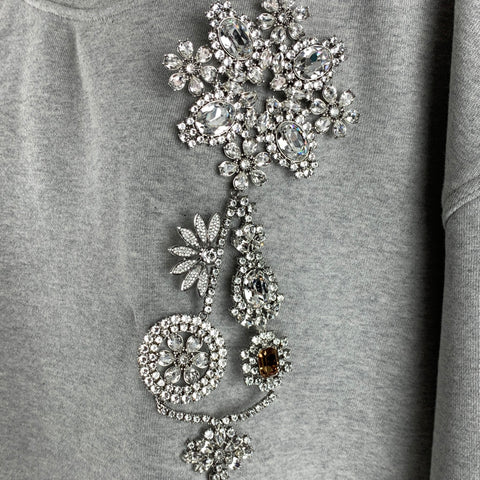 BURBERRY Taille S Pull court uni en coton gris