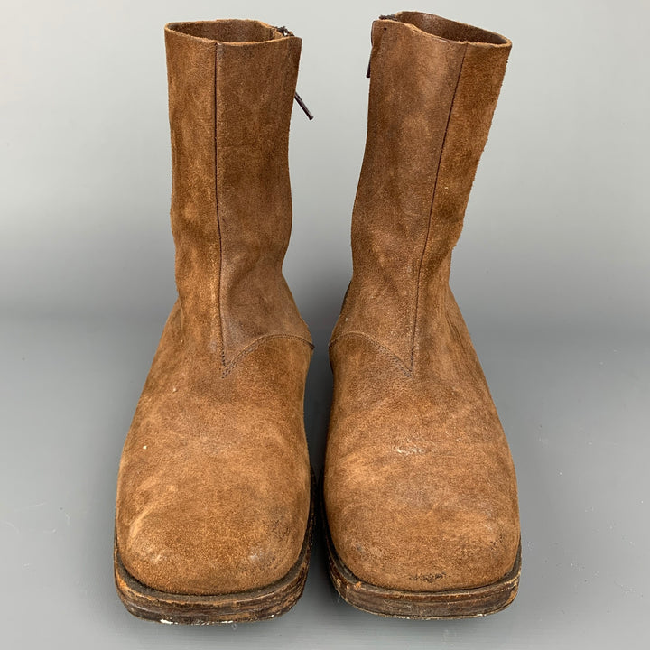 MAISON MARTIN MARGIELA Size 10 Brown Suede Square Toe Boots