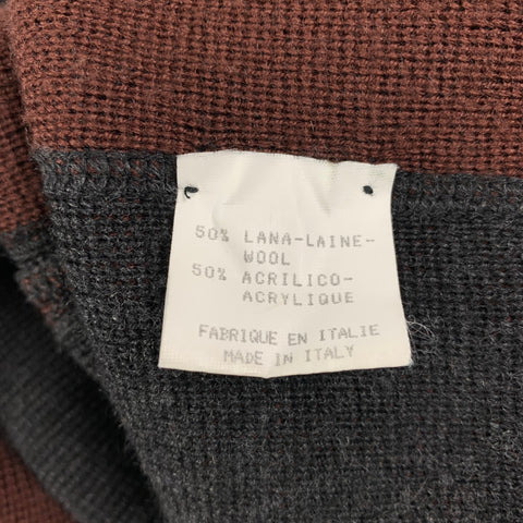 TAKASHIMAYA x ADRIEN PARRY ROBERTS Size L Grey Brick Stripe Wool Acrylic Full Zip Cardigan