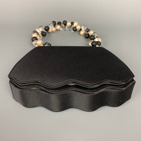 RENAUD PELLEGRINO Black Satin Beaded Evening Handbag
