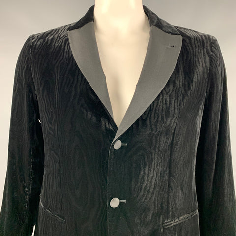 GIORGIO ARMANI Size 42 Black Velvet Viscose Blend Peak Lapel Sport Coat