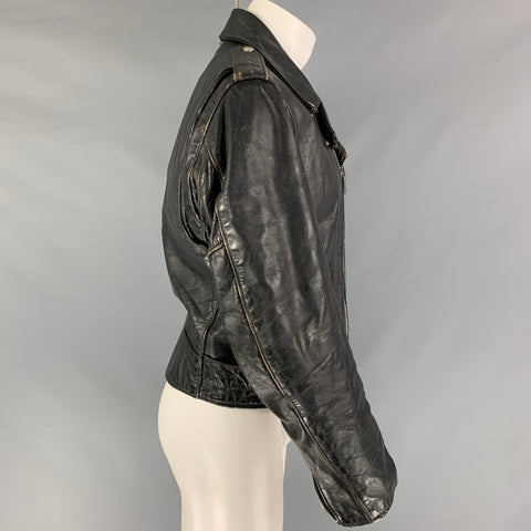 SCHOTT Perfecto Size 40 Black Distressed Leather Motorcycle Jacket
