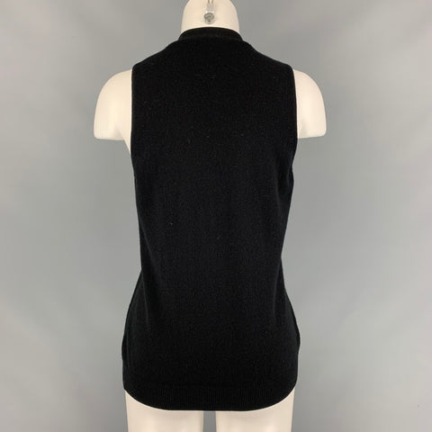 LORO PIANA Size 10 Black Cashmere Buttoned Vest