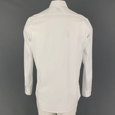 LUCIANO BARBERA Size L White Cotton Button Up Long Sleeve Shirt